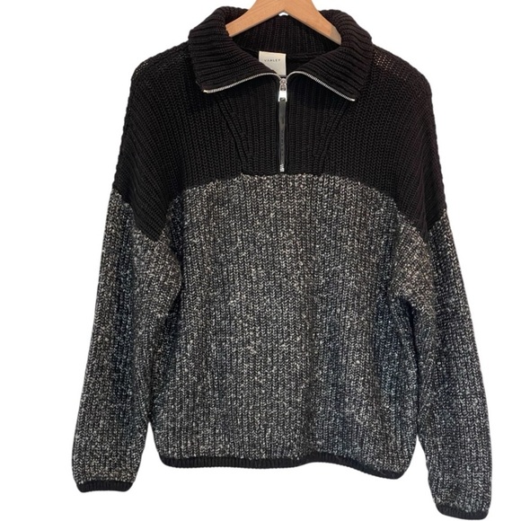 Varley Willard 1/2 Zip Knit Sweater, Black and Gray, High Neck, Relaxed, XS - Picture 3 of 16